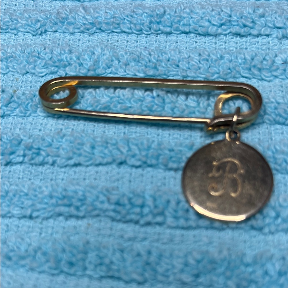 Gold Safety Pin with Charm